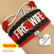 (10 PCS/lot) Infinity Love Firefighter Fire Fighters Bracelets Best Gift fo
