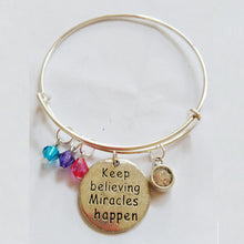 65mm Keep believing Miracles happen bracelet bangle ,Adjustable Expandable