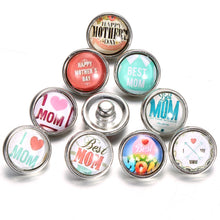 10pcs/lot New Snap jewelry I Love Mom Round Glass mini buttons Jewelry fit