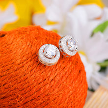 925 Original Silver Jewelry Woman Earring Stud Round Circle Shiny Clear Cry