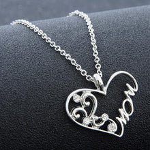 Fashion Silver Color Mother And Child Love "Mom" Crystal Pendant Necklaces