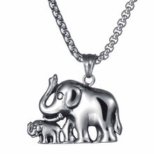 2017 New Fashion Double Elephant Charms Punk Pendant Maxi Necklace Stainles