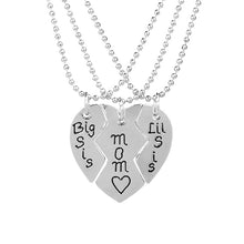 Mother Twins Daughter Necklace Set Mom Big Sis Lil Little sis 3pcs Broken H