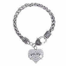 Lemegeton Police Charm Bracelets Crystal Memorial Heart Police GIRL / Polic
