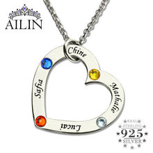 Wholesale Birthstone Heart Necklace in Silver Personalized Children Names M