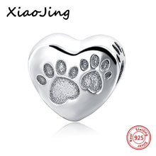 Footprints dog love mom Heart Shape Beads Fit Authentic Pandora Bracelets c