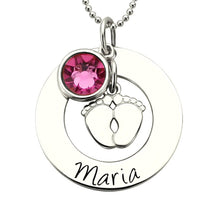 Wholesale Silver Baby Feet Necklace With Birthstone Personalized Mother Nec