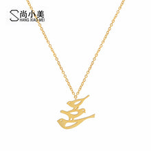 Cute Mom Baby Sparrow Bird Necklace for Women Stainless Steel Gold Silver S