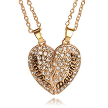 2 pcs Broken Heart Two Parts Gold Silver Mother Daughter Rhinostone Pendant