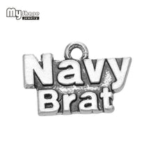 my shape 20Pcs/lot Zinc Alloy Sliver Plated Word Charms Navy Mom Navy Brat