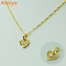 Anniyo Small Heart Pendant Necklaces for Women Gold Color Romantic Jewelry