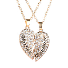 Mother Daughter Necklace Crystal Heart Shaped 2 pcs/set  Heart Pendant Neck