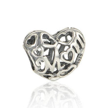 Openwork Heart Mom Charms Beads 925 Sterling Silver Jewelry Fits Pandora St