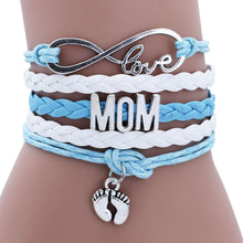 Fashion Antique Silver Family Wristband Charm Bracelets For Women Mom Love