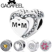 GAGAFEEL Love Heart Mom Letters Charm Beads Fit Pandora Original Bracelet N