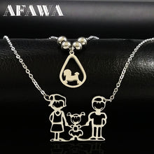 2017 Dog Mom and Dad Daughter Stainless Steel Choker Necklace Women Double