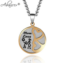 Abaicer Mother's Day Necklace Heart Link to Heart Mom Mother Love Pendant S