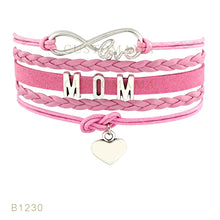 (10 PCS/Lot)Infinity Love Mom Heart Charms Bracelets For Women Men Jewelry