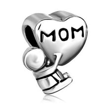 Mother Daughter Charms Mom Baby Charm Bracelet Heart European Bead fit Pand