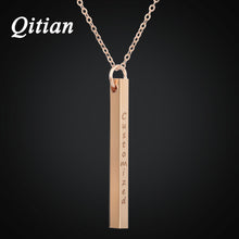 Qitian Statement Rose Gold Color Long Column DIY Engraved Pendants & Neckla