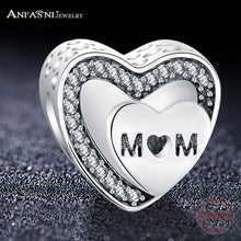 ANFASNI New Arrival 925 Sterling Silver Tribute to Mom, Clear CZ Beads Fit