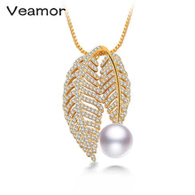 VEAMOR 925 Silver Freshwater Pearl Pendant Necklace Women Fashion Chain Pen