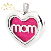 Amya Jewelry 30mm Heart Mom Aromatherapy Essential Oils Stainless Steel Per