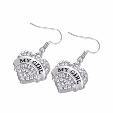 Lemegeton New Fashion Crystal Heart My Girl Mom Niece Word Heart Dangle Dro
