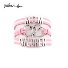 Little Minglou MOM love Children bracelet heart charm suede wrap men bracel