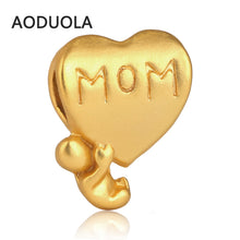10pcs Heart  MOM and lovely baby Charm 24K Matt Gold Travel Collection Fit