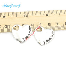 12pcs Tibetan Silver Plated I Love Mom Charms Pendants for Jewelry Making D
