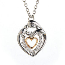 Heart Shaped Mom And Baby Necklaces Mum Son Daughter Child kid Crystal Rhin
