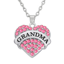 my shape GRANDMA Pendant Clear Blue Pink Heart Necklace Grandmother Grand M
