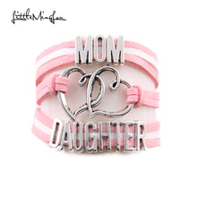 Little Minglou MOM love DAUGHTER bracelet double heart charm wrap Bracelets