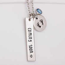 12pcs/lot Expecting Mom Jewelry Coming Soon Stamped pendant Necklace person