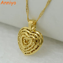 Anniyo Heart Pendant and Necklaces for Women/Girl Gold Color Charms Jewelry