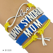 (10 PCS/lot) High Quality Down Syndrome Mom Bracelets Multilayer Yellow Blu