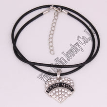 Fashion zinc studded with rhinestone BAND MOM  pendant necklace -in Pendant