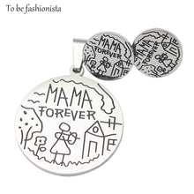 Steel Women mother love gift MAMA FOREVER round pendant charm necklace and