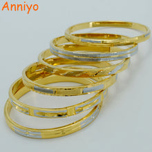 Anniyo One Piece,Diameter 6.1cm,Can Open,Two Tone Bangle Women Jewelry Arab