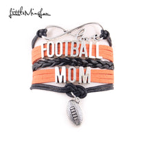 Little Minglou Infinity Love 4 colors FOOTBALL MOM bracelet football charm