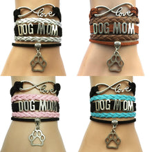 Drop Shipping 4 Colors Leather Braided Infinity Love Dog Mom Animal Tiger P