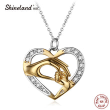 Shineland Mom Loves Baby Hand in Hand 925 Sterling Silver Fashion AAA Zirco