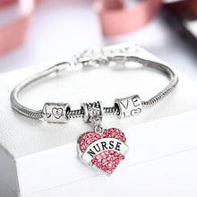new silver plated charm Austrian crystal heart shape nurse mom best friend