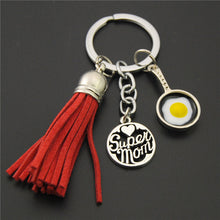 1PC Red Tassel pendant Super Mom key chains mother'day Key Ring Fit Key Car