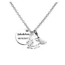 Mom Papa Gift Personalized Baby Twins Name Necklace Pendant With Footprint