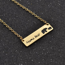 fashion lychee Mama Bear Bar Necklace Mom Pendant Chain Necklace For Mom Mo