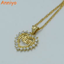 Anniyo Heart Mum Necklaces Gold Color Mama/Mom/Mother Charm Pendant,Mother'