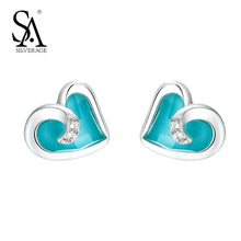SA SILVERAGE Real 925 Sterling Silver Stud Earrings for Women Fine Jewelry