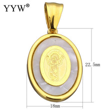 YYW Women Men Mom Gifts Gold color Stainless Steel Pendants Jewelry Oval Wh